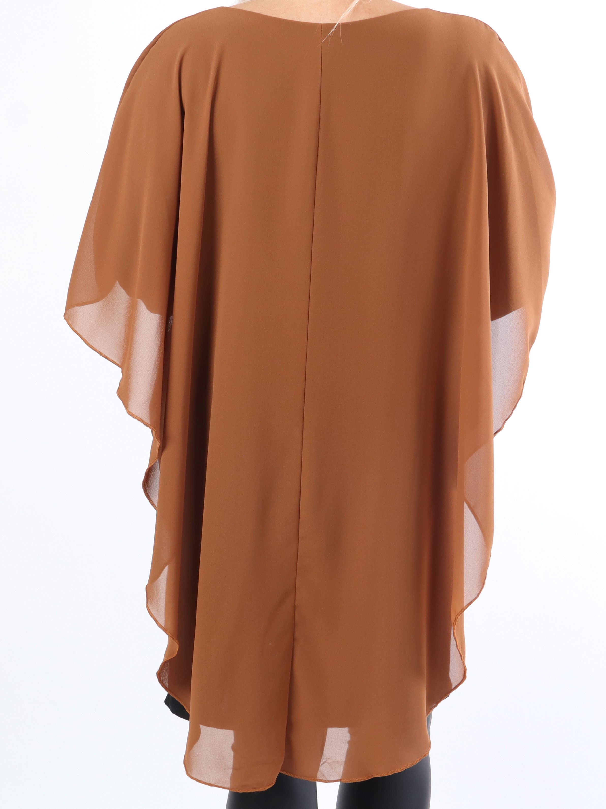 Kenya Long Sleeve - Plus size tunikakjole med chiffonlag